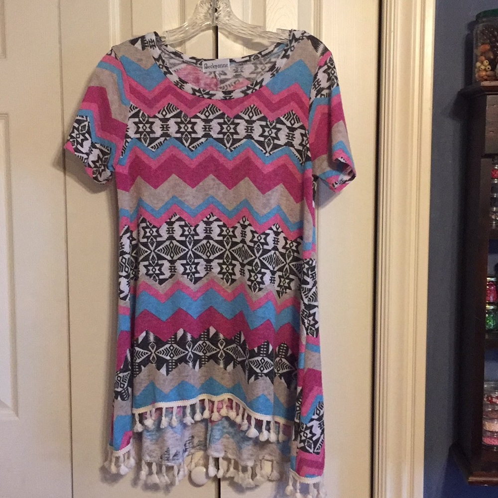 Short sleeve colorful tunic